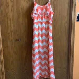 HeartSoul Coral Chevron Maxi Dress